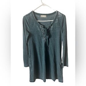 Altar’d State Long Sleeve Teal T-Shirt Dress